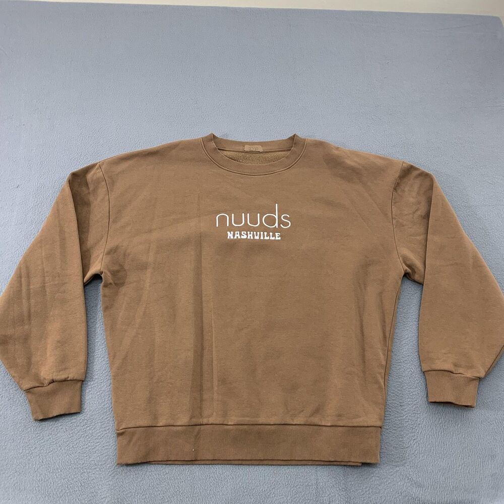 Nuuds Sweatshirt Womens Large Brown Nashville Graphic Fleece Crewneck Pullover